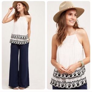 NWOT ANTHRO Floreat Embroidered Theya Cami Top